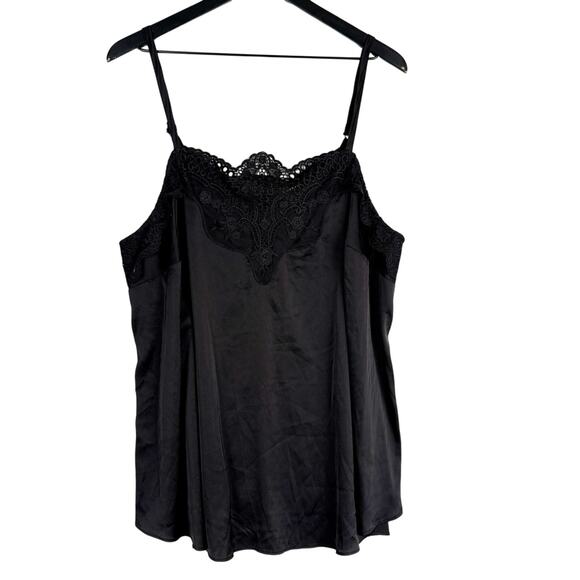 torrid Tops - Torrid Black Lace Trim Satin Cami Tank Top Sophie - 2 2X